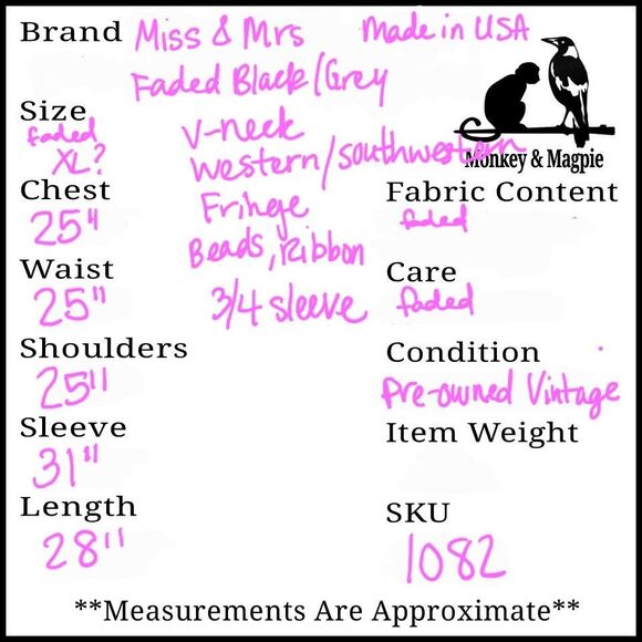 Vintage Country Western T-shirt Womens L XL Fringe Concho Beaded Studs Faded USA - Picture 8 of 8